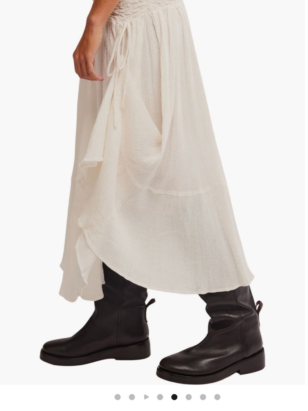 Free People Cream Smocked Convertible Boho Dress/Skirt - Picture 5 of 10